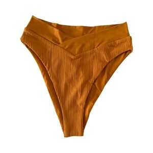 L*Space V Waist Ribbed Court Bitsy Cut Bikini Bottom NWT Size S